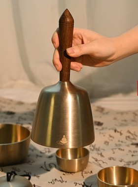 手持唤醒钵碰钟冥想铜罄音疗尼泊尔手工摆件引磬颂钵唤醒乐器套餐