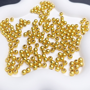 DIY配件古法沙金珠子小金珠哑光金色隔珠手工串珠手链项链间隔珠