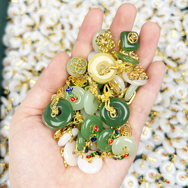 DIY平安扣挂件混装合金手链吊饰手工编织项链吊坠手串饰品配件