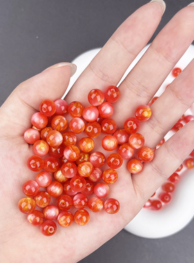 DIY手链手串散珠手工制作绿色琉璃珠子8mm饰品红色珠子配件手串