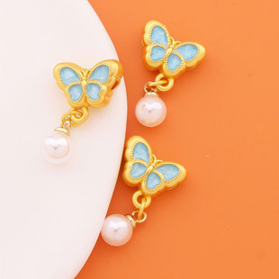 DIY保色饰品配件滴油通孔蝴蝶珠珠手工编织手链项链串珠吊坠批发