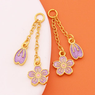 手工编织手链项链DIY饰品铜配件滴油花花吊坠延迟链挂件配饰批发