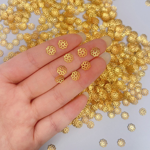 金银色镂空花托保色花帽珠托隔珠片手串diy饰品手链隔片散珠配件