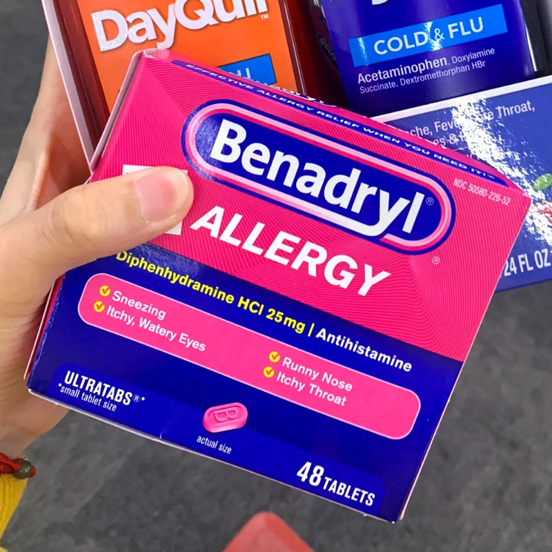 美国直邮 产地溯源 Benadryl苯海拉明过敏片鼻炎花粉过敏湿疹1