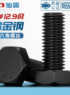 12.9级高强度外六角螺丝螺栓螺钉M5M6M8M10M12M14M16M18M20M22M24