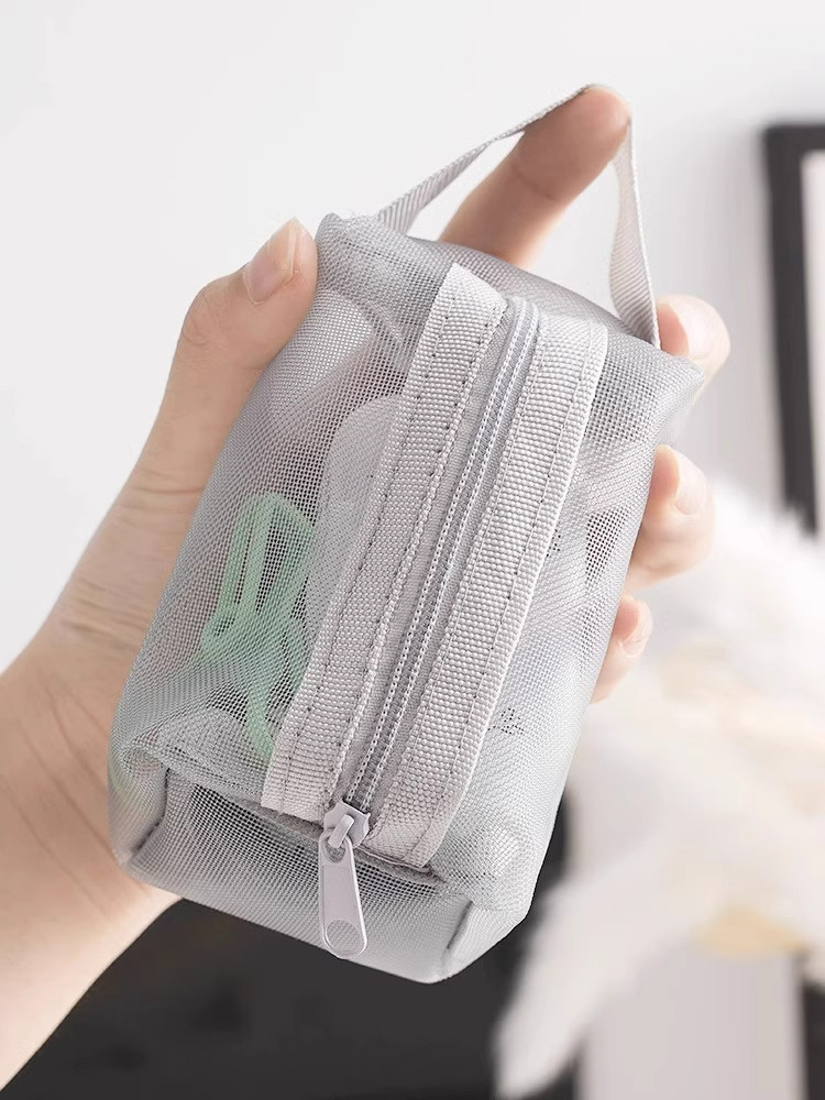 메쉬 대용량 다기능 투명 휴대용 보관 가방 카드 홀더 동전 지갑 키 가방 미니 소형 편지지 펜 가방