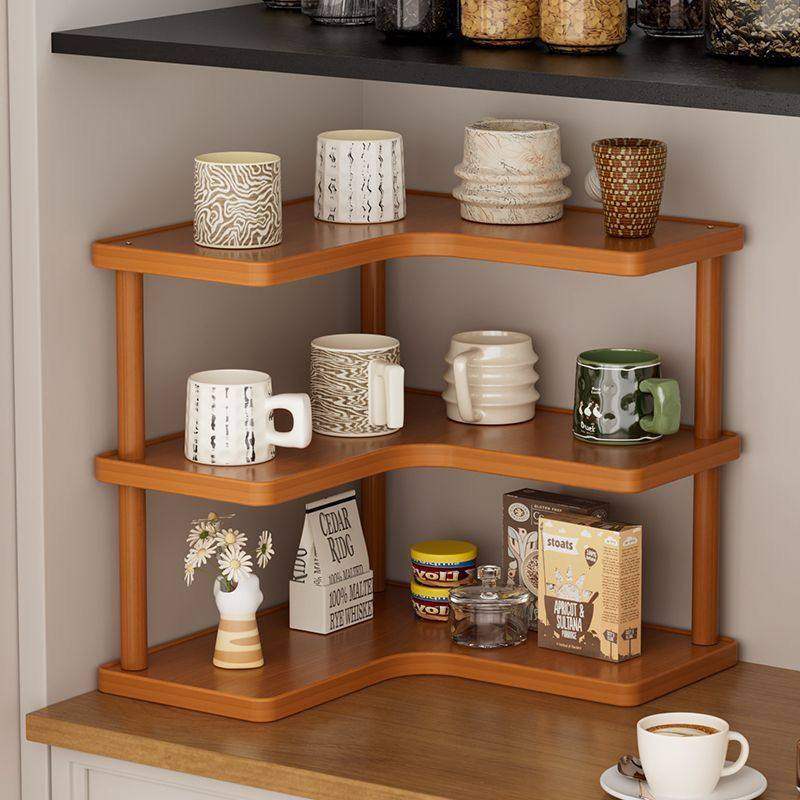 新款转角桌面置物架多层收纳架厨房家用三角收纳架桌上书架储物架