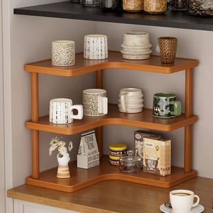 新款转角桌面置物架多层收纳架厨房家用三角收纳架桌上书架储物架