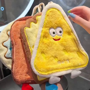 可爱擦手巾挂式 吸水加厚卫生间卡通擦手帕毛巾洗手小方巾厨房抹布