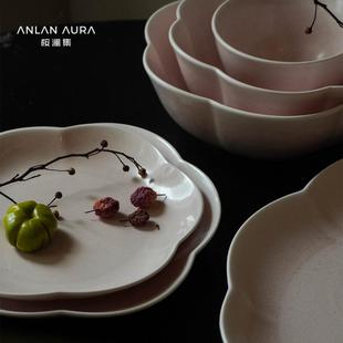 AnlanAura高颜值侘寂风花瓣碗陶瓷米饭碗家用碗盘组合餐具套装