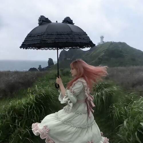 飞恋lo伞黑色太阳伞蕾丝花边lo伞洛丽塔lolita伞少女心公主晴雨伞
