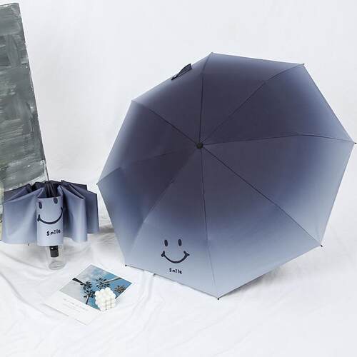 全自动三折渐变小清晰晴雨伞防晒防紫外线纯色黑胶ins风遮阳伞女