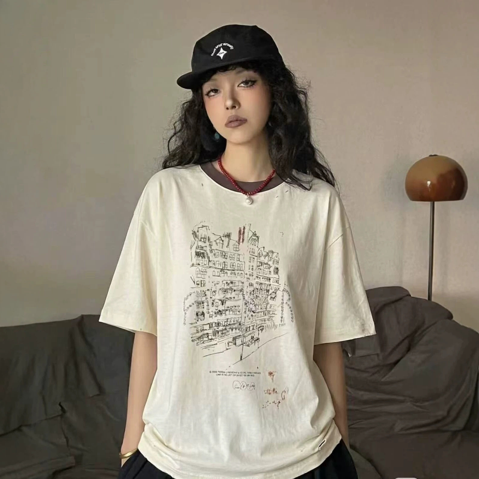Paly Hollywood FW26"切尔西酒店'洗水做旧破坏短袖T恤