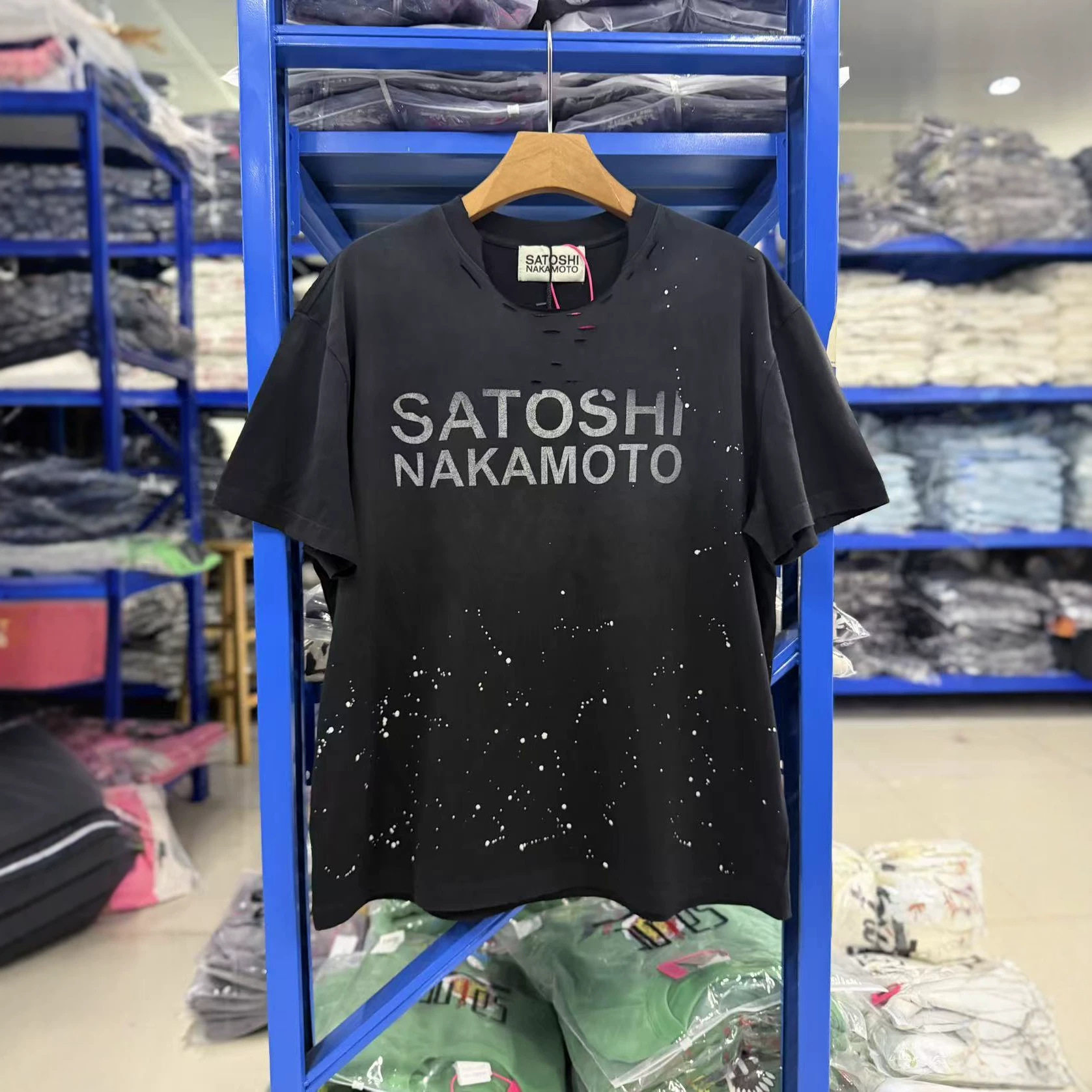 Satoshi Nakamoto 26SS Destroyed Luke水洗破坏泼墨短袖T恤
