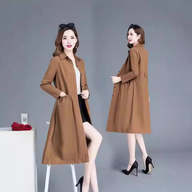 妈妈装风衣女中长款秋装新款韩版修身中年女时尚薄款春秋外套