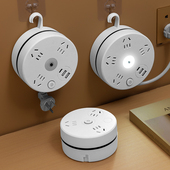 可伸缩usb插座收纳接线板多功能typec充M电插排转换器爬墙圆形插