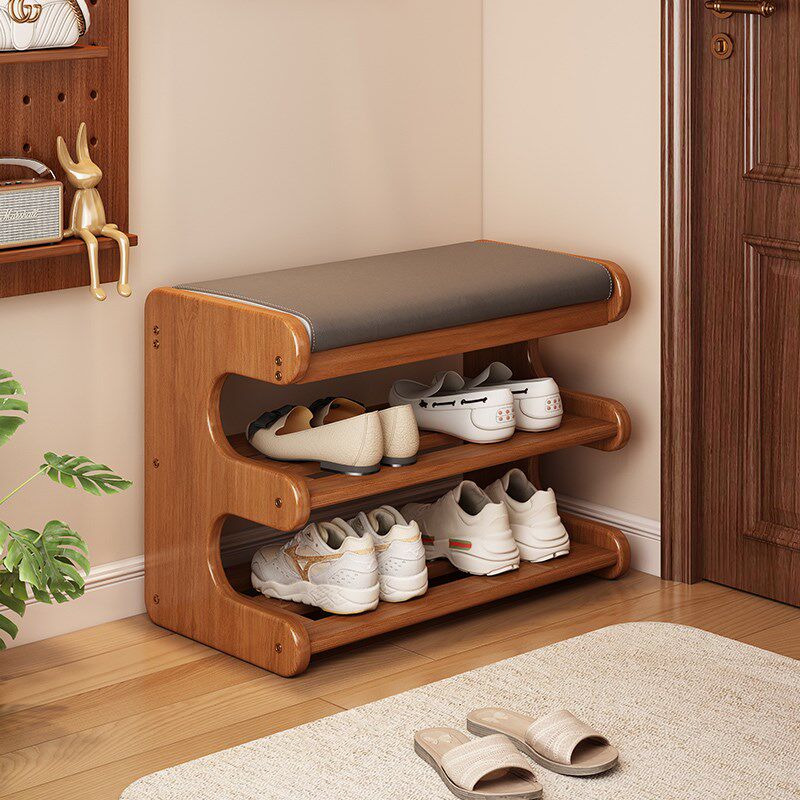 家用门口可坐换鞋凳简易鞋架置物架一体多K层防尘鞋柜鞋子收纳储