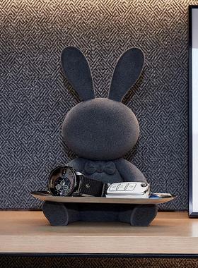 现代轻奢小飞象托盘摆件客厅门口鞋柜入户玄关钥匙收纳梳妆台装饰