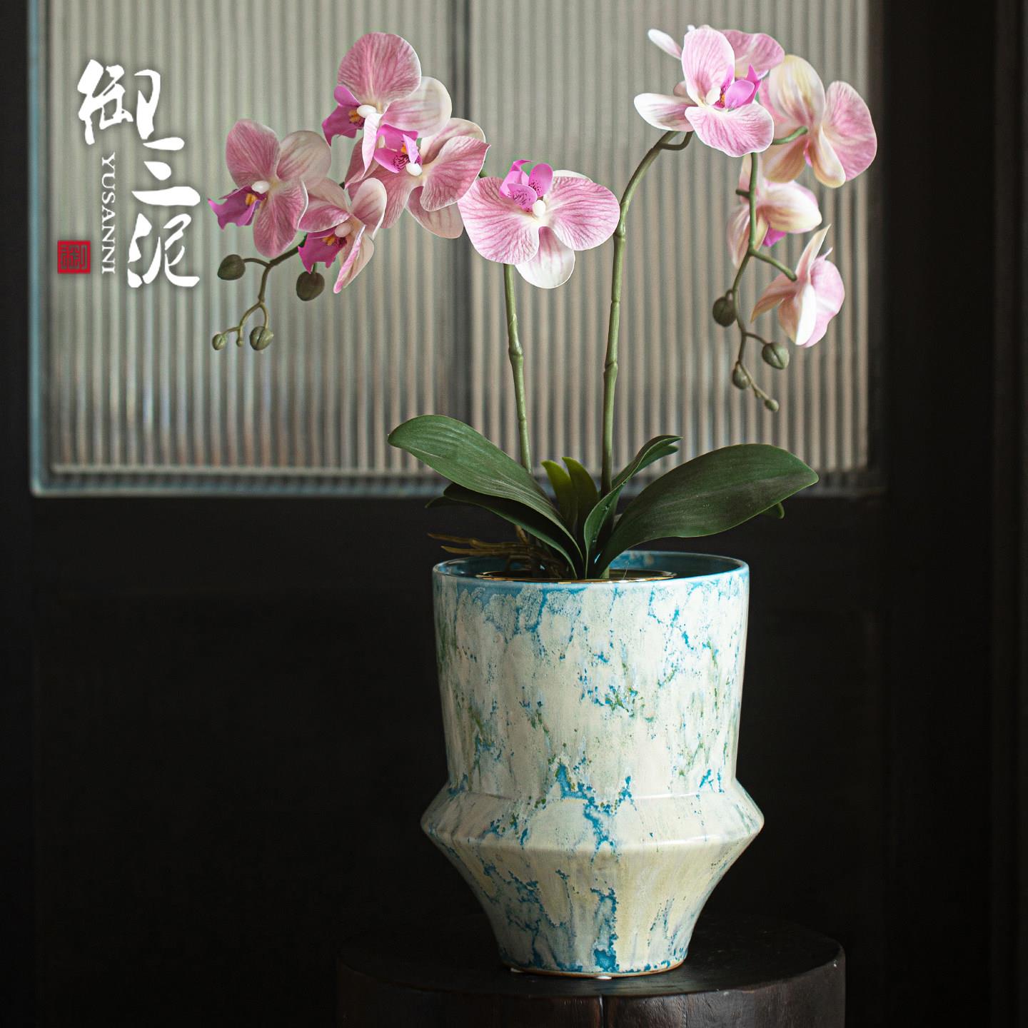 景德镇简约创意流釉花器现代家居阳台民宿种植摆件蝴蝶兰陶瓷花盆