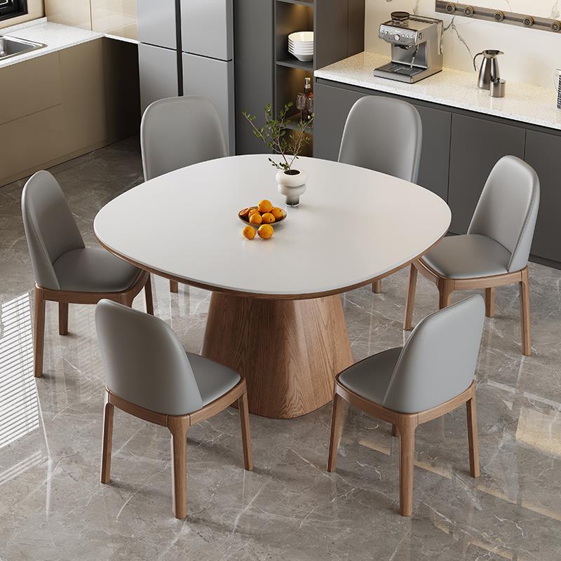 实木岩板餐桌椅组合现代简约高端方桌家用小户型轻奢方形吃饭桌子