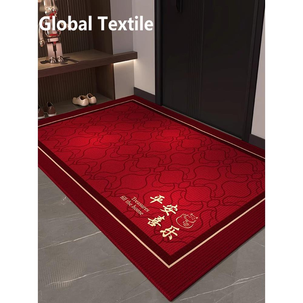 入户门红色地垫防滑喜庆玄关进门大门脚垫除尘耐脏门垫地毯可裁剪
