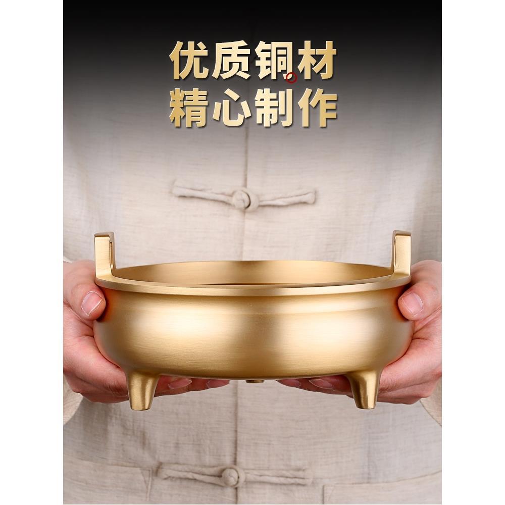 黄铜香炉蜡烛台套装佛具用品水果盘供奉大全家用室内供佛前摆件纯