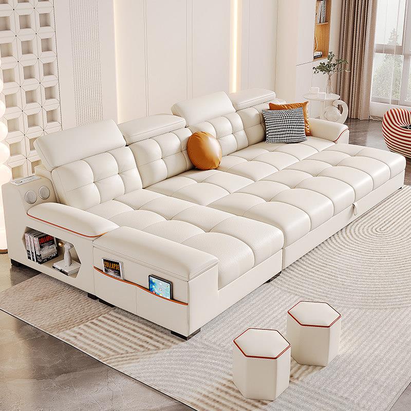 真皮沙发客厅高端现代简约小户型多功能沙发床折叠两用可伸缩储物