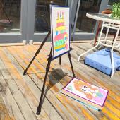 三角画架画板支架金属可伸缩框架儿童绘画摊位画架涂鸦画板展示架