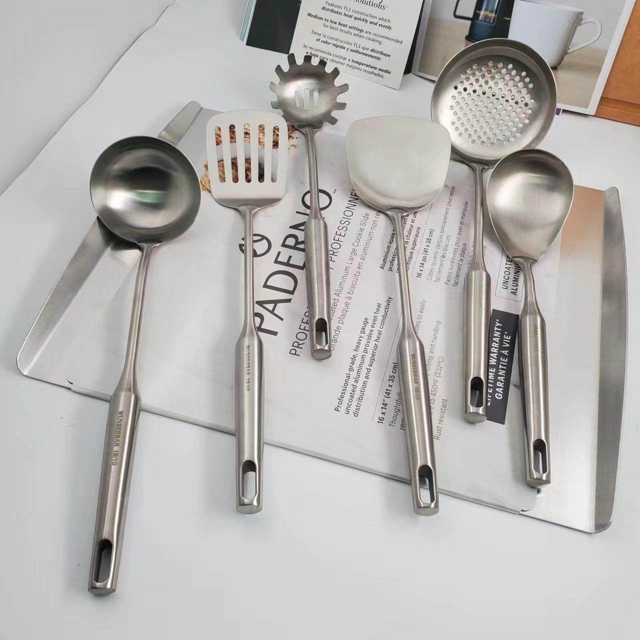 出口欧美单 18/10不锈钢 锅铲 煎铲 面捞 漏勺 汤勺 烹饪7件套装,厨房/烹饪用具,全套勺铲,淘宝优惠券,粉丝福利购,淘宝优惠卷