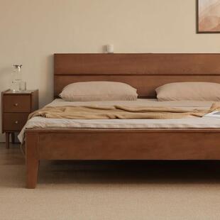 安在野覆古全实木床轻奢榉木床胡桃木色简约单双人床次卧床小户型