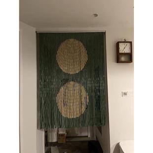全竹节转运帘玄关屏风隔断门帘做圆形图案竹帘柜子帘卧室帘定制