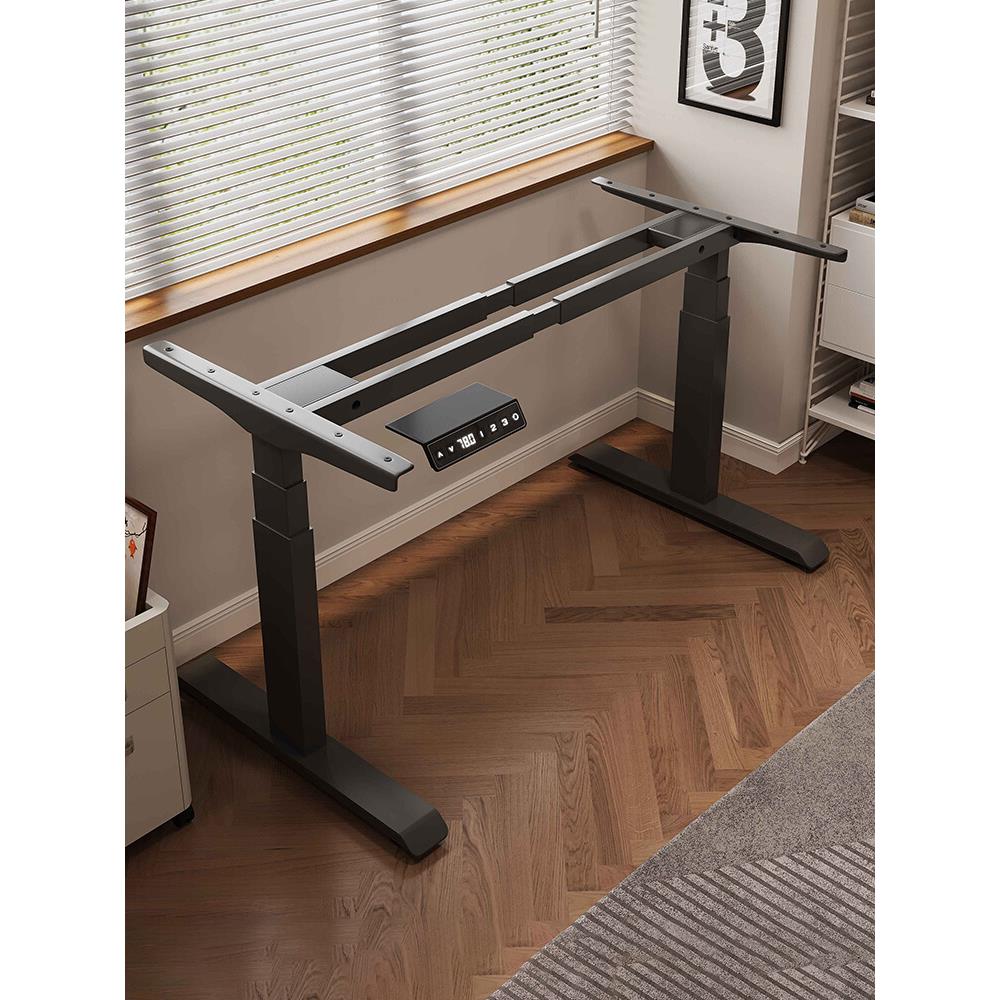 家用电脑桌办公桌电动智能升降桌腿双横梁书桌支架电竞桌子工作台