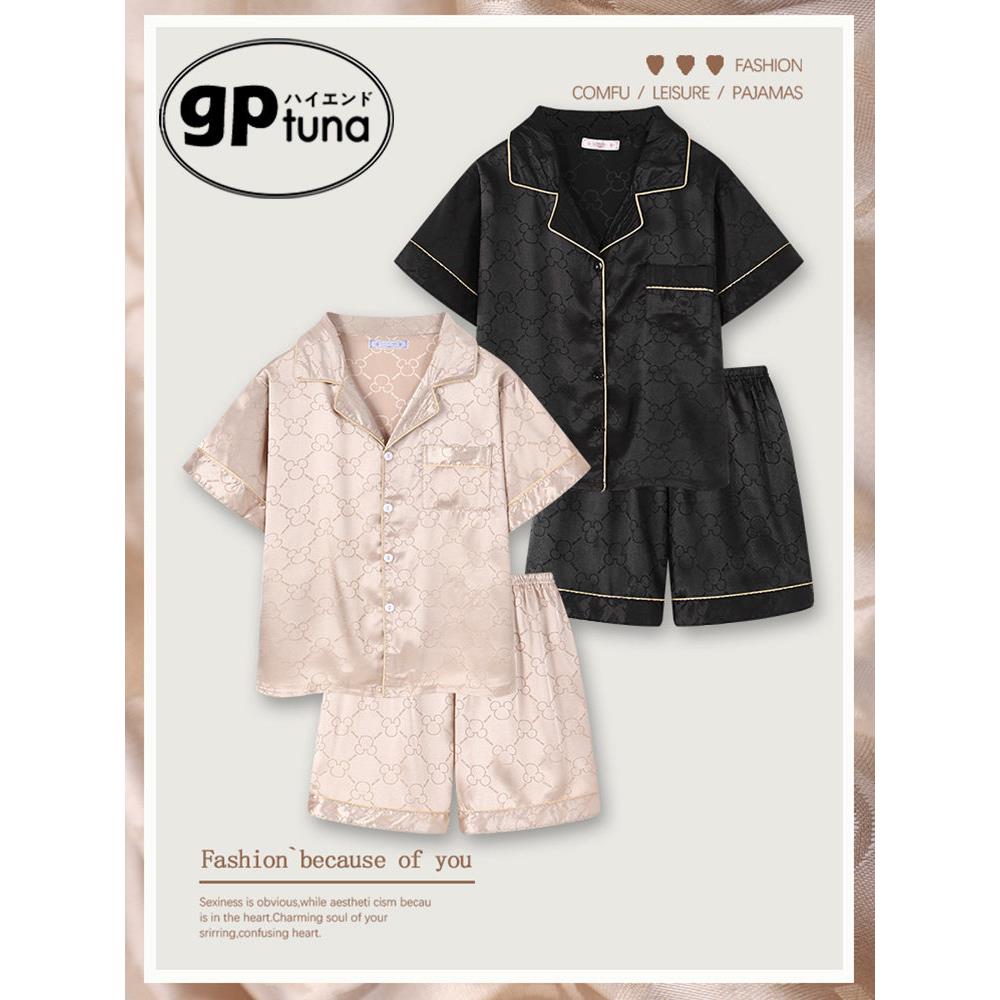 gptuna情侣睡衣夏季冰丝薄款短袖一男一女两件套高级感家居服套装