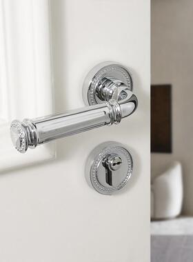 INDOORS法式中古银色卧室房间门锁轻奢静音家用锁具房门把手