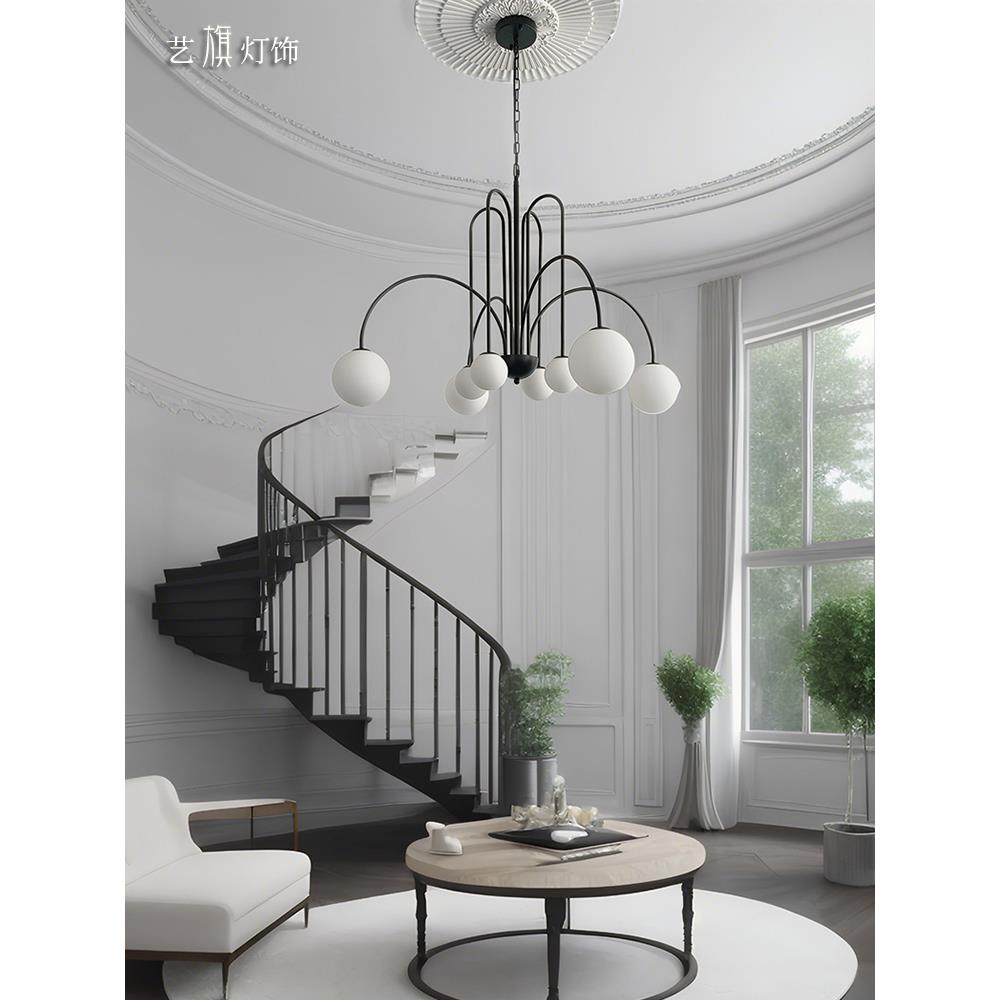 法式双层地板客厅吊灯设计师Wabi-Sabi风格餐厅玻璃魔豆中世纪风