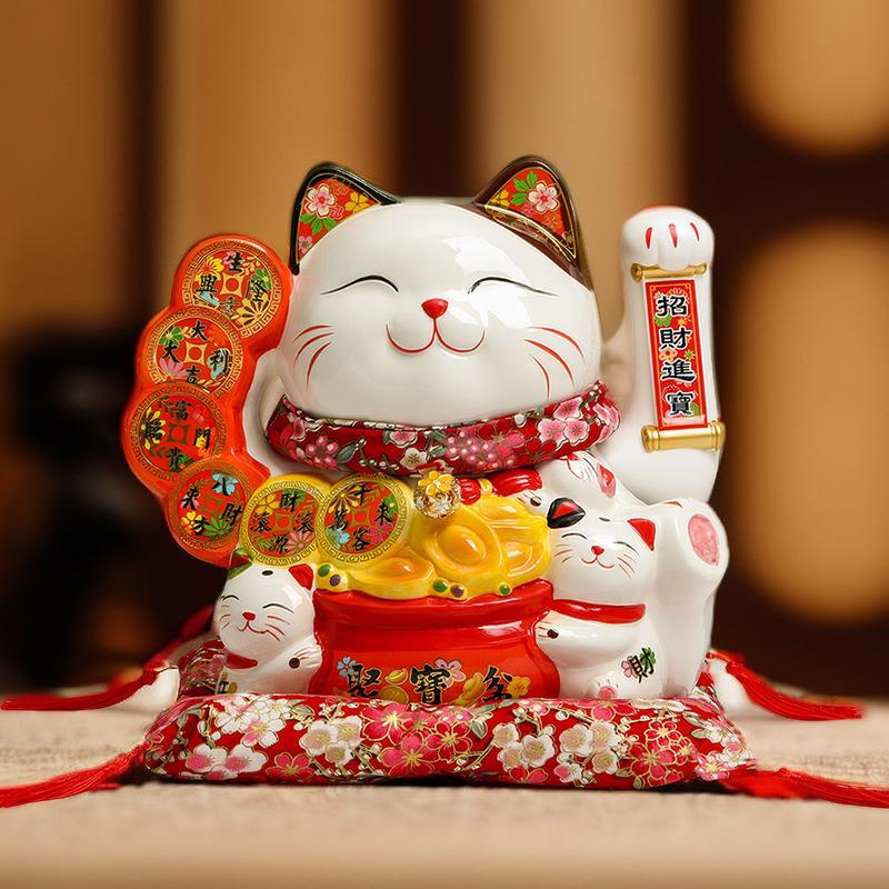 11寸招财猫摇手招财猫摆件发财猫店铺前台收银台家居开业送礼