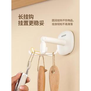 .厨房旋转挂钩免打孔锅具勺子收纳架家用锅铲架墙壁门后壁挂置物