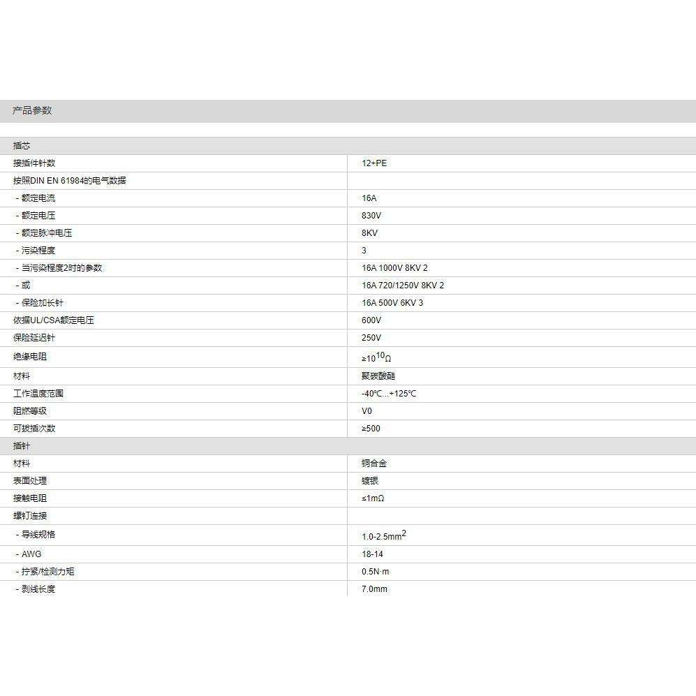 WAIN唯恩 HVE-006-F(7-12) 124 006 021 0002 6芯母插芯连接器16A