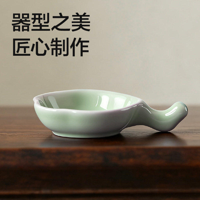 得力陶瓷墨碟带笔搁书法练习专用