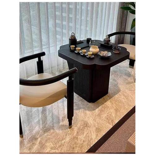 阳台新中式茶桌2025新品高端小型家用实木泡茶桌乌金石面小茶台
