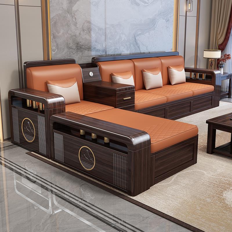 新中式紫金檀木全实木沙发客厅现代简约冬夏两用家用小户型沙发