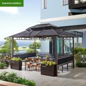 欧式 户外凉亭防腐木休闲露台帐篷艺术遮阳棚室外花园庭院阳台亭子