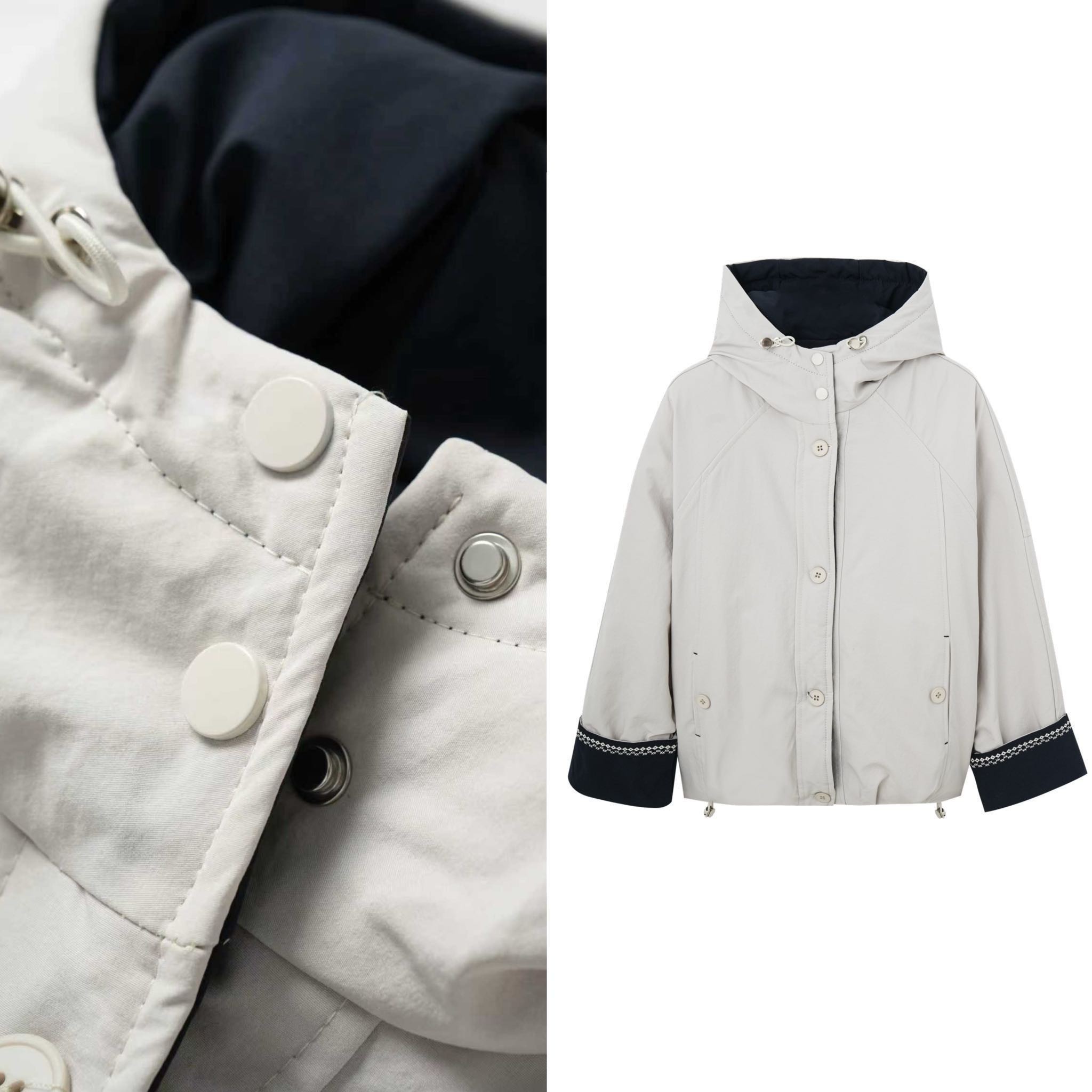 【甜甜圈专享】韩系撞色连帽加绒棉服外套短款棉衣1208