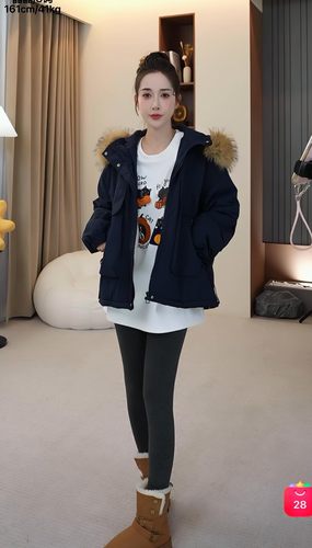 【小四专享】毛领可拆卸~韩系时尚毛领连帽冲锋衣派克服保暖外套