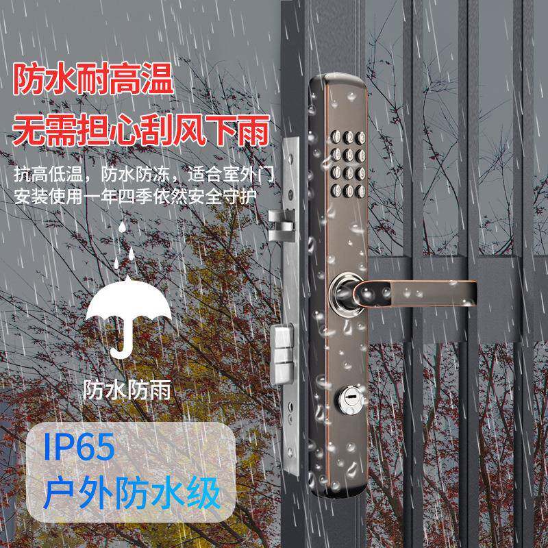 尚益户外防水断桥铝玻璃门铁艺门花园别墅大门双面机械密码锁门锁