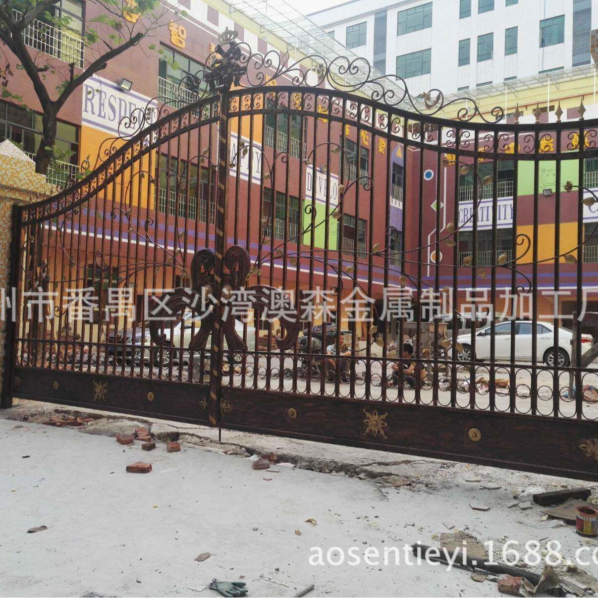 欧式豪华别墅铁艺大门热镀锌工艺庭院实心锻打防盗铁门学校大门
