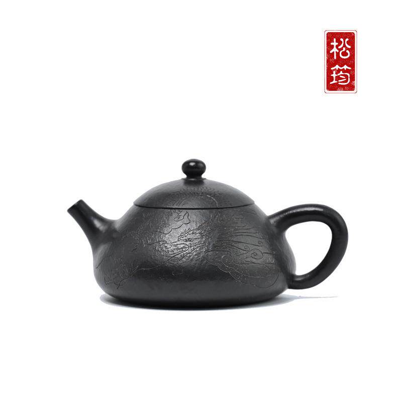 原矿朱泥捂灰纯手工乳瓢140ML刻绘小品自用宜兴紫砂壶功夫泡茶壶