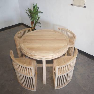 实木餐桌圆桌白茬仿古圆型形吃饭桌子中式榆木白胚坯工厂