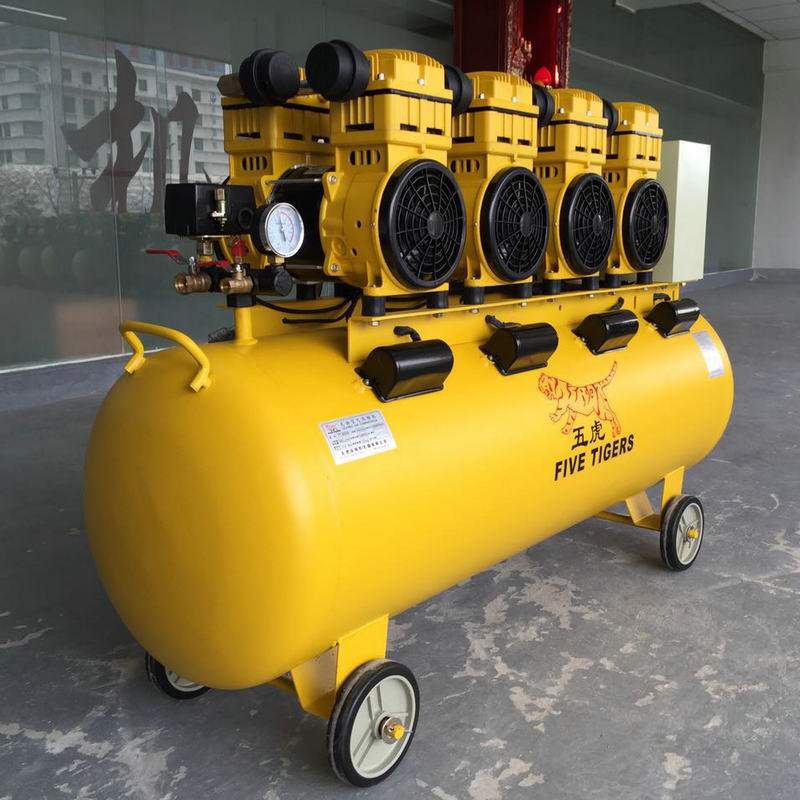 五虎1500W*4-160L静音无油空压机 8P静音无油节能环保空气压缩机