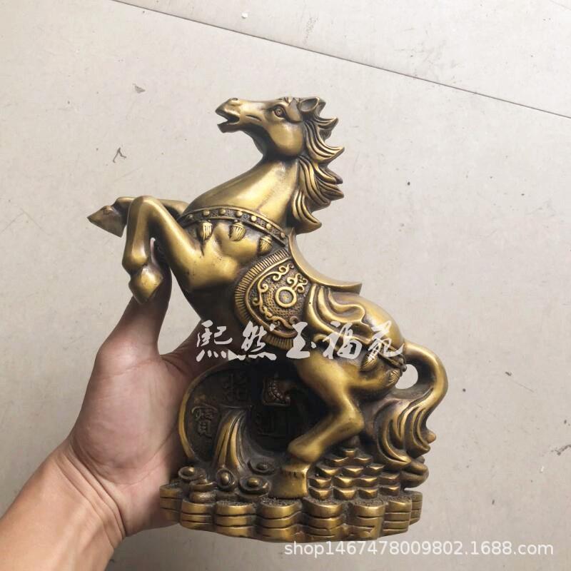 纯铜立马摆件仿古生肖马金钱马风水铜器家居装饰工艺品摆设